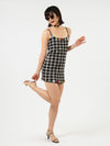 YANYAN KNITS 25 Spring/Summer ARGYLE Suspender Mini Dress YYK-YYW25-0301-HB Black and White